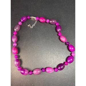 NEW purple agate 18 inch necklace with sterling silver clasp